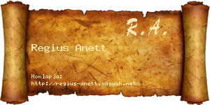 Regius Anett névjegykártya